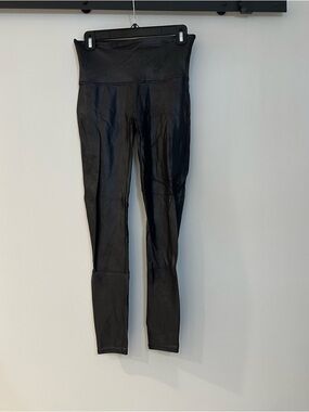 SPANX Black Spanxshape Faux Leather Leggings Size L